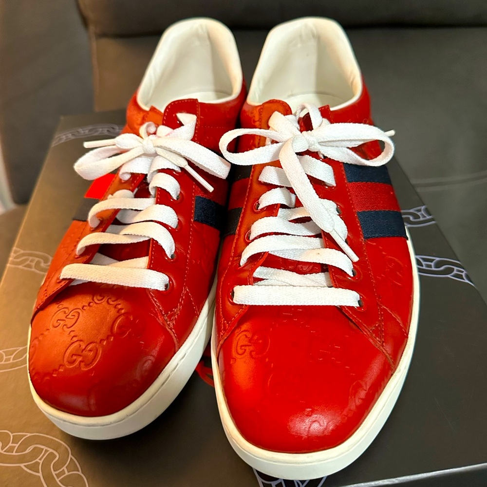 Red Gucci tennis shoes men’s 10